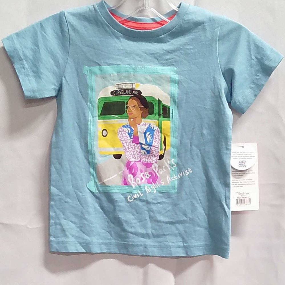 New Piccolina t-shirt with Rosa Parks Civil Right Activist design on the front.